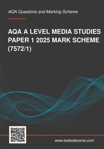 AQA A LEVEL MEDIA STUDIES PAPER 1 2025 MARK SCHEME (7572/1) #AQA #aqaalevelmediastudies #aqamediastudies #alevelmediastudies #mediastudies2025 #7572/1) #7572 #mediastudiespaper1markscheme https://leakedexams.com/item/87034/aqa-a-level-media-studies-paper-1-2025-mark-scheme-75721 | Exam elaboration