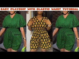 How to Sew a Baggy Ankara Playsuit with Elastic Waist & Zipper | Easy Beginner Tutorial