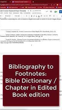Turabian Citation Help: Bibliography into footnotes - Bible Dictionary or Single Chapter