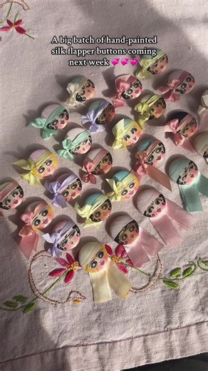 Hand-Painted Silk Flapper Buttons Available Next Week