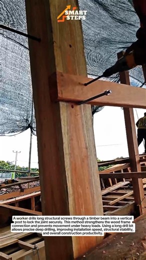 Smart Timber Beam Drilling Method for Strong Wood Frame Construction #Shorts