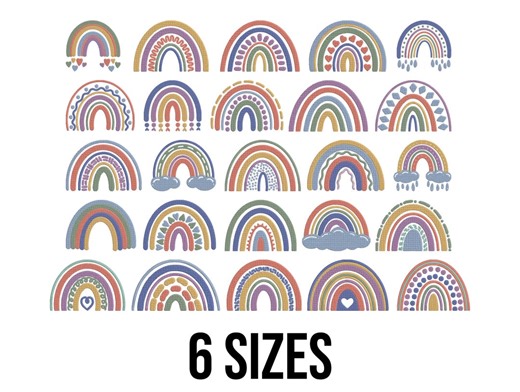 Rainbow Embroidery Design - Rainbow With Heart Embroidery Design - Boho Rainbow Embroidery Design - Machine Embroidery Design Files -6 Sizes - Etsy