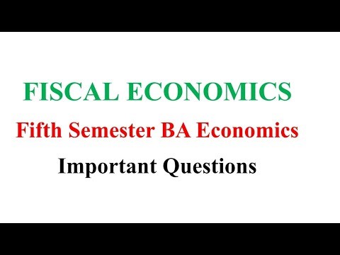 Important Questions, Fiscal Economics, Fifth Semester BA Economics Calicut University