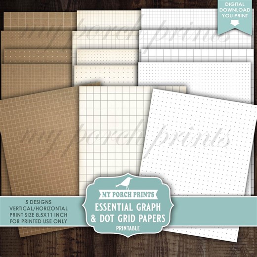 Essential Graph and Dot Grid Papers, Junk Journal Neutral Bullet Black White Brown Lines Backing My Porch Prints Printable Digital Download - Etsy Australia