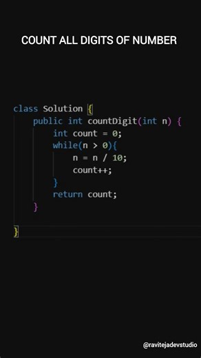 Count all digits of an number #java #javaprogramming #trending #ravitejadevstudio