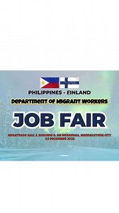 📣 Philippines to Finland Mega Job Fair! #dmw #dmwtahananngofws #DMWPHL #JobFair2025 #jobfair #workineurope #jobsineurope | Eleazar Yutoc Rapiza