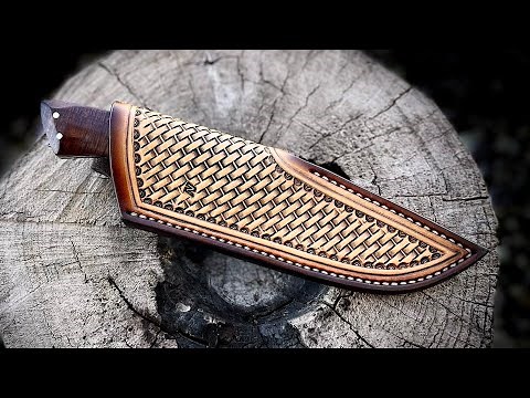 How to make custom knife sheath by hand - full tutorial