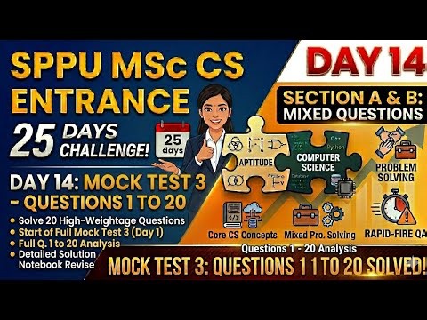 Sppu msc cs entrance 2026 🎯| Mock test -3 part 1 | question 1to 20 solved !