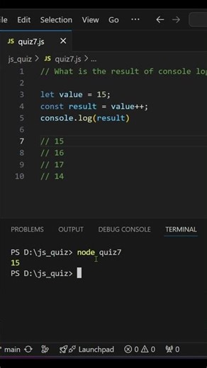 JavaScript Quiz: Test Your Skills in Under 1 Minutes #7 | Quiz Challenge #programming #hindi #shorts