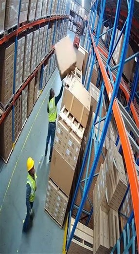 CCTV CLOSE CALL: Giant Box Slips—Worker Catches It Mid-Air in a Split-Second Save! 😱🙌”