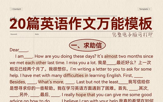 20类英语作文万能模板！直接套用，考试作文高分逆袭！