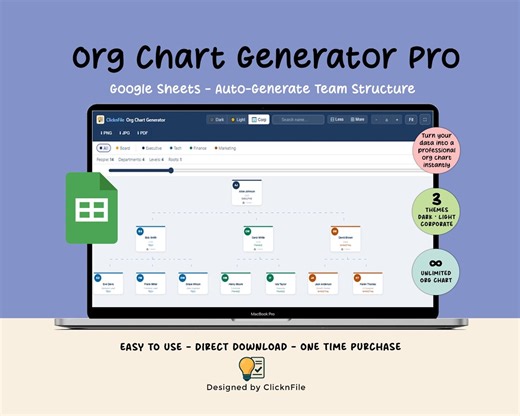 Org Chart Generator for Google Sheets | Interactive Org Chart With Photos Zoom Filters and PDF Export - Etsy