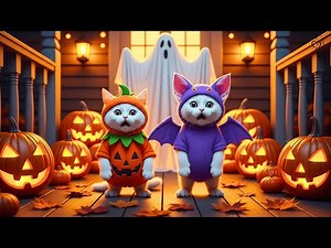 Mama Cat & kittens Decorate for a Spooky Halloween 🎃👻 — But Ghosts Scare the Kitten! 😿💨