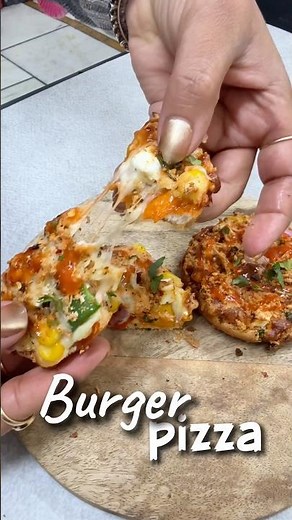 Burger Pizza 😍😋 | Cheesy Fusion Snack | Easy Burger Pizza Recipe at Home