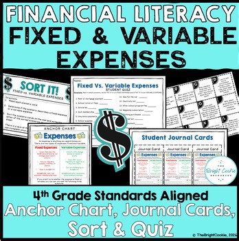 Fixed and Variable Expenses Sort & Quiz | Financial Literacy 4th Grade Math