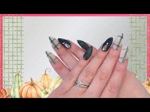 Watch Me Work | GREEN PLAID NAIL SET PERFECT FOR AUTUMN! 🍂🍃
