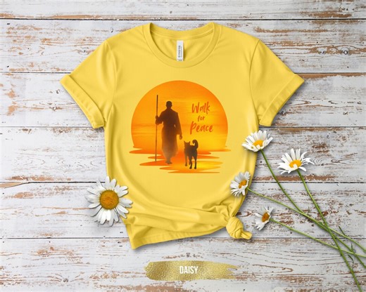 Walk for Peace T-shirt (monk and Faithful Dog) | Pilgrimage Art - Etsy