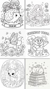 Livre de coloriage animaux magiques pour enfants : dessin au trait créatures fantastiques (PDF) - Etsy France