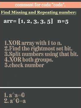 Find Missing and Repeating number | DSA | interview question #coderlifestyle#interviewpreparation
