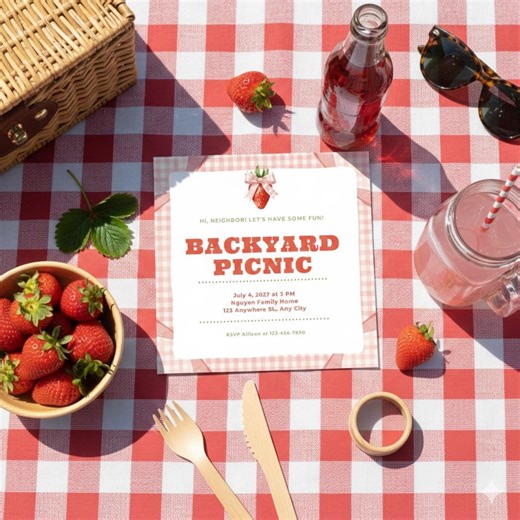 Neighborhood Picnic Invitation Template | Square Block Party Invite | Editable Summer BBQ Flyer | Community Cookout Digital Download - Etsy