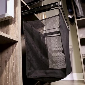 Are you tired of clothes everywhere? Then Rev-A-Shelf's CSOHSL Series Black Hamper Pullout is the solution for you!⁠ |https://rev-a-shelf.com/27479. . .⁠ This closet hamper allows you to store and transport your laundry with ease. Mounting is easy and full extension slides make it accessible. #hampers #closets | Rev-A-Shelf