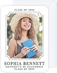 Andaz Press 24-Pack, 5x7-Inch Personalized Photo Graduation Announcement Cards 2026 with Envelopes, Art Deco Frame Class of 2026 Postcard for High School, College Custom Graduation Cards Grad