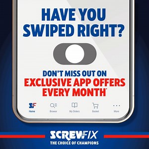 16K views · 66 reactions | Swipe right on our app & you will find your perfect match.  ❤️ Simply download our app here https://bit.ly/3N61IMz & turn on the ‘Exclusive App Offers’ toggle. The offers will land in your in-app message centre! | Screwfix | Facebook
