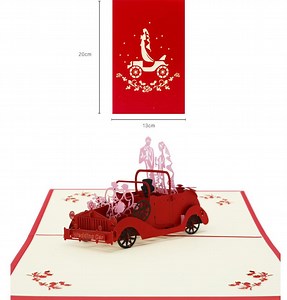 [Hot Item] Romantic Bride Groom Wedding Car 3D Pop up Greeting Invitation Card