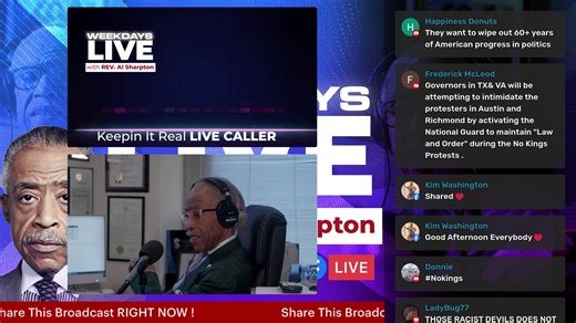 🎙️ Keeping It Real w/ Al Sharpton LIVE 🕐 Monday - Friday, 1-4 PM ET 📞 Call In & Join the Conversation: 877-532-5797 ➡️ Like, Share, & Subscribe to the National Action Network’s YouTube channel ➡️ Get Involved: Join us, support our mission, and donate directly at nationalactionnetwork.net | The National Action Network