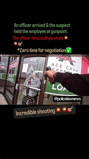 Police.Law.News on Instagram: "Houston, TX🚔 #police #crime #cops #Houston #bodycam •A female employee was opening the store. •She was approached by the suspect who was armed w/ a 🔫 🚨The employee hit the silent alarm🚨 •An officer arrived & the suspect held the employee at gunpoint. •The officer fired multiple shots💥💥🎯 *Zero time for negotiation✅ •The suspect was struck & injured…the employee was fine."