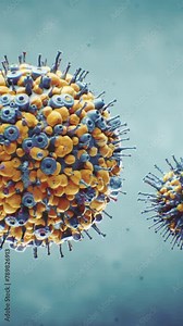 3D render visualization of a virus in the human body. Animation can be used to present monkeypox or covid 19 or various other infectious diseases. Vertical shot