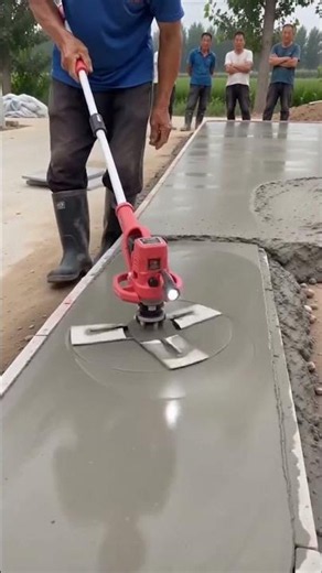🏗️ Smoothing Fresh Concrete Using a Handheld Power Trowel