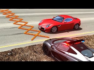 Spike Strip Multi-Vehicle Pileup Crashes #24 - BeamNG Drive Car Crashes