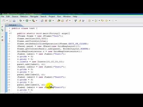 GridBag Layouts JAVA SWING - Arranging objects in a Panel