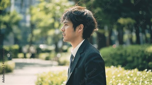 公園のベンチで頭を抱える日本人男性