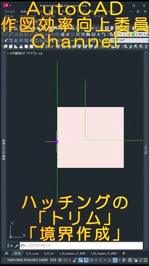 AutoCADのハッチングトリムとハッチング境界作成#shorts