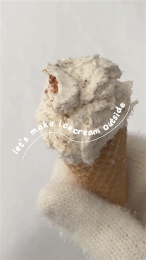 Everyone else stayed inside during the polar vortex to keep warm… 🥶 I went outside and made ice cream 😂 Ingredients • Heavy cream (about a cup) • Icing sugar (1–2 spoonfuls, depending how sweet you like it) • Vanilla extract (a splash) • Mix-ins (I used Biscoff cookies 🤎) #icecream