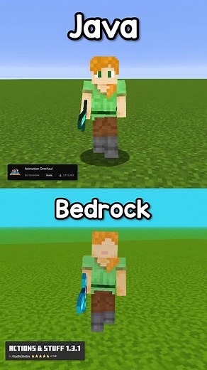 Minecraft Java Animation Overhaul vs. Bedrock Action Stuff #shorts #minecraft #bedrock #animstion #actionstuff