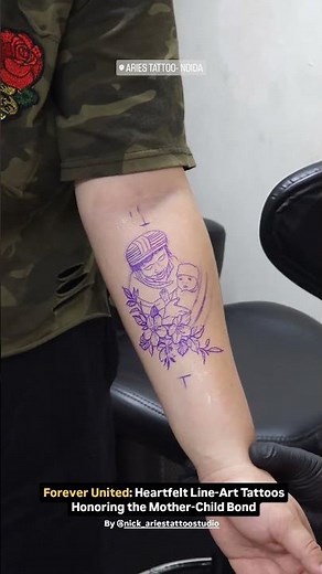 Mother & Son Line Art Tattoo | Bond in Minimal Ink