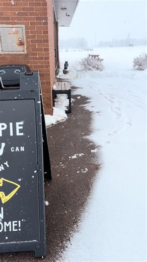 Today’s weather: Heckin snowy but in the most beautiful way ☺️ open 11am-5pm Sundays! If you’re out and about come get some pies! #handpies #fyp #pei #buylocalshoplocal