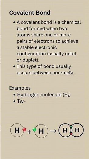 covalent bonds definition and examples #education #chemistrychamps #chemistry #chemistrypage
