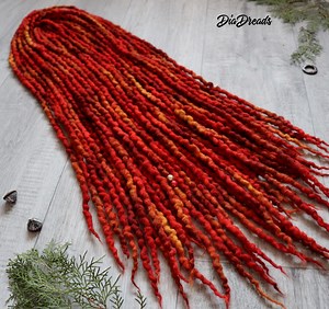 Wavy Wool Dread Locks PHOENIX Double Ended Full Set Soft Extensions Red Orange Yellow - Etsy