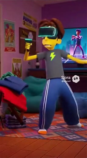 Bart Simpson’s VR Dance Explosion 😂🕶️ | sora 2 | #shorts #ai #sora #simpsons #aivideo