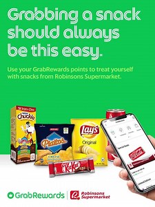 1.1K views · 40 reactions | Snack away with GrabRewards! 磻 You can now grab your favorite snacks at any Robinsons Supermarket nationwide! Redeem now for as low 100 points (for Platinum members) and 150 points (for Gold and Silver). Hurry! Check out your GrabRewards catalogue now and head to a Robinsons Supermarket near you. | Grab | Facebook