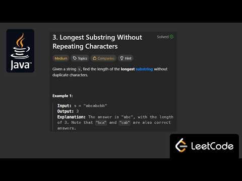 Longest substring without repeating chars - Java solution#leetcode