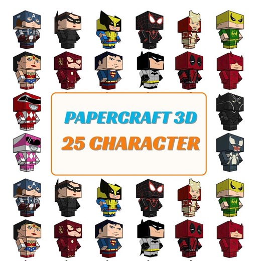 3D Papercraft Super Hero Models | 25 Character DIY Template (svg, Png, Pdf) - Etsy UK