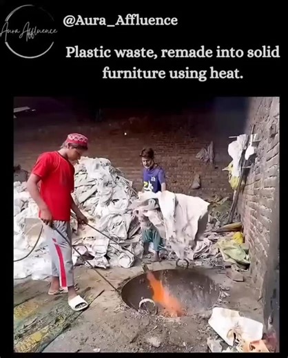 Business | Motivation | News on Instagram: "Most people see waste. These men see raw material. Plastic bags thrown away are collected, melted, compressed, broken down, and reborn through heat and pressure into furniture built to last. Nothing about the process is flashy. It’s about control—temperature, pressure, timing, and consistency. Step by step, waste is refined into value using systems that don’t waste motion or effort. This is the mindset behind real innovation: don’t complain about pollu