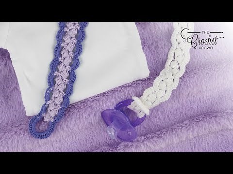 Crochet Binky Pacifier Chiclet Stitch Leash | EASY | The Crochet Crowd