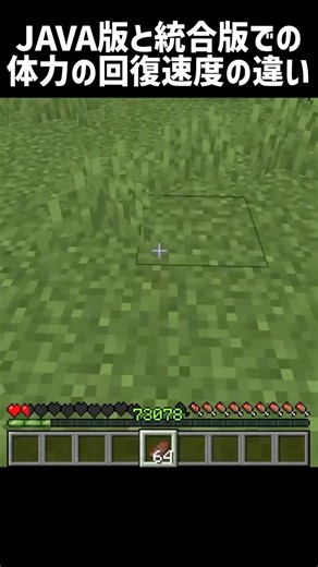 【マイクラ】JAVA版と統合版での体力の回復速度の違い #shorts