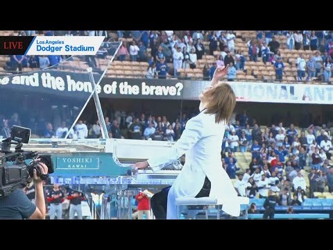 YOSHIKI Performance at Dodger Stadium in LA - U.S. National Anthem - The Star-Spangled Banner